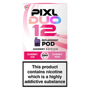 Pixl Duo 12 Prefilled Pods in Cherry Edition – pack of prefilled pods with 2ml e-liquid capacity, designed for use with the Pixl Duo pod kit.